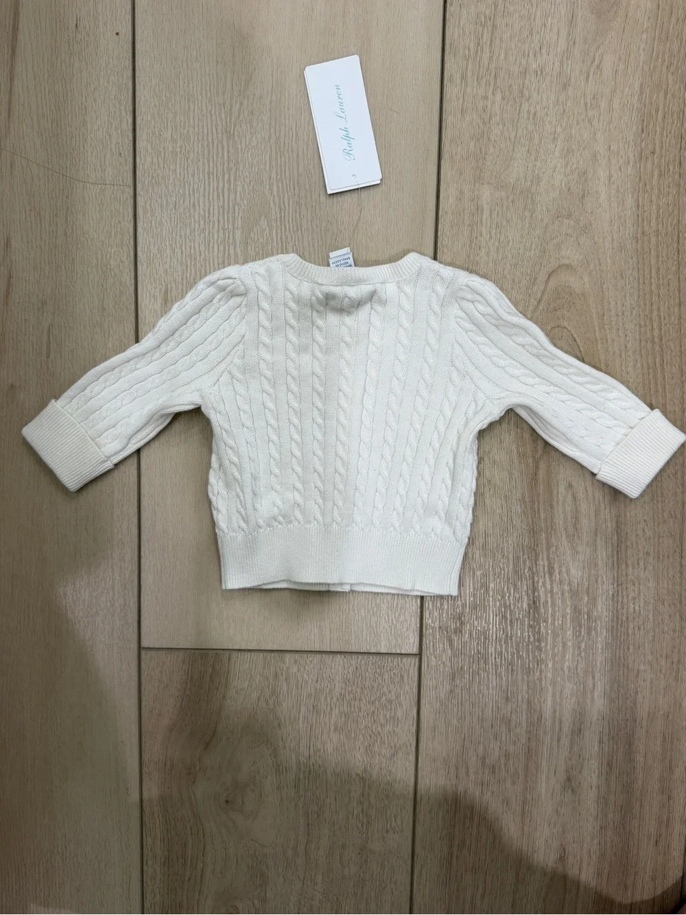 Ralph Lauren Ivory Cable-Knit Baby Cardigan